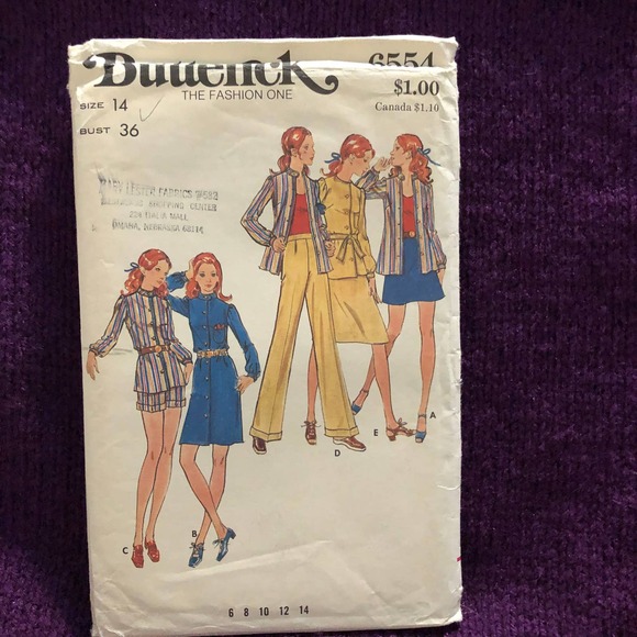 Butterick Sewing pattern 6554 Dress top skirt shorts pant pattern - Picture 1 of 7